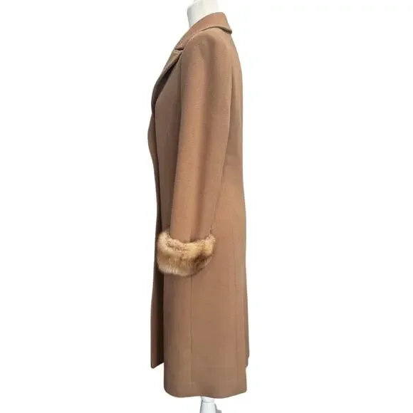 Giuliana Teso Pure Cashmere Coat with Fur Cuffs Italian 40/US Small 4-6